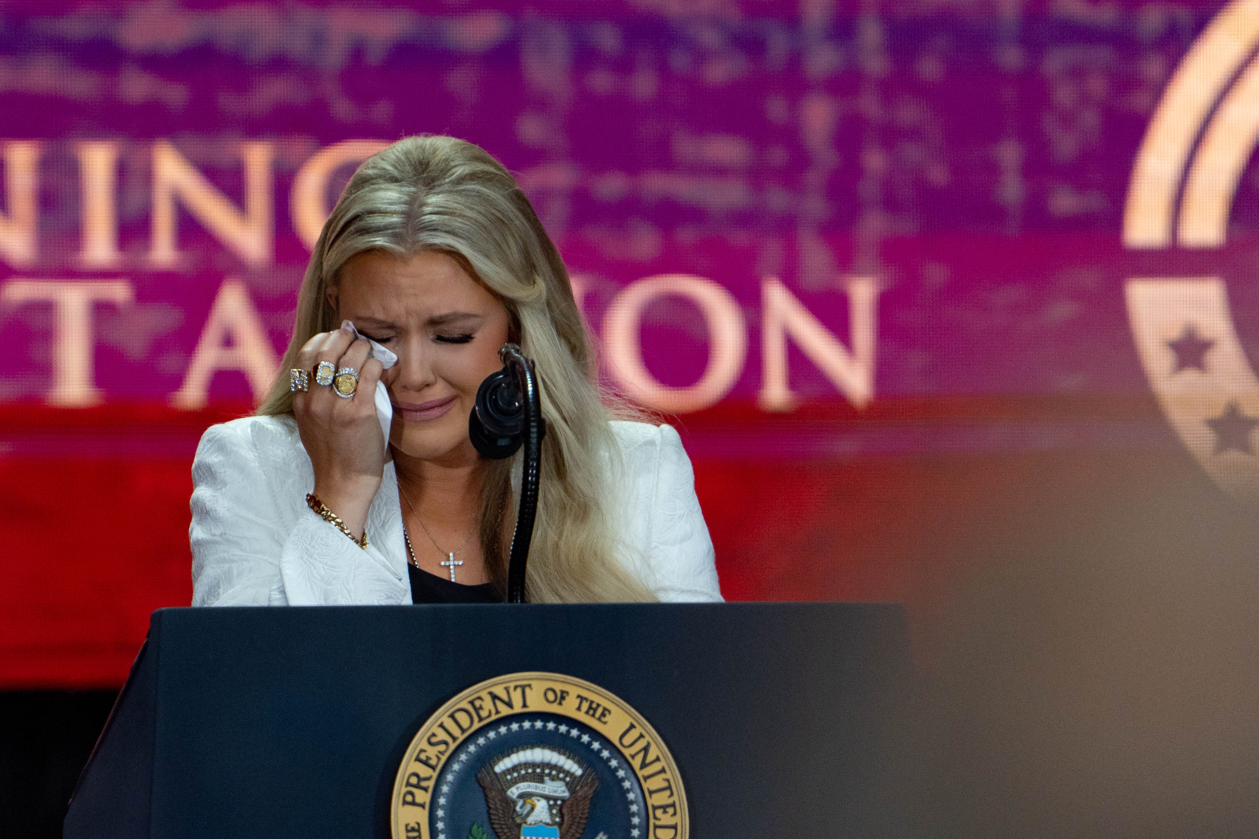 Erika Kirk Accepts Medal As Trump Honors Slain Conservative Pundit