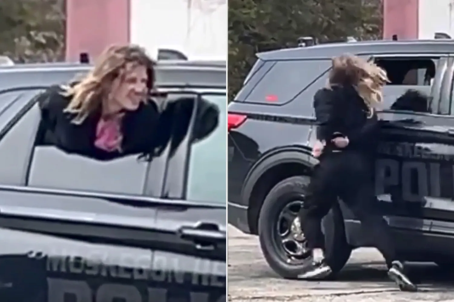 Handcuffed Woman Escapes Through Police Car Window on Camera